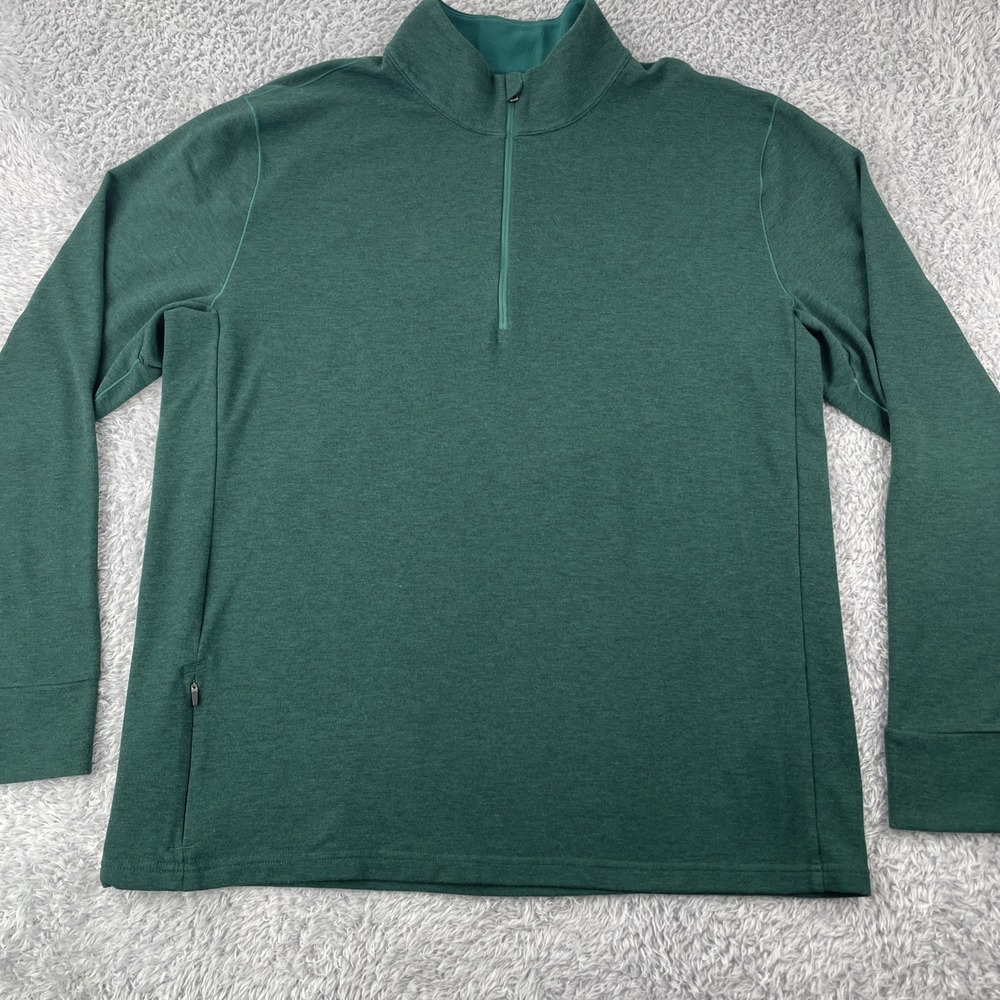 Prana Breathe 1/4 Zip Pullover Sweater Mens XL Green Stretch‎ Soft Zip Pocket
